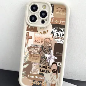 Cross & Letter Pattern Phone Case, Anti-drop Phone Protector Cover, Phone Accessories Compatible with iPhone, Cell Phone Case, Casing