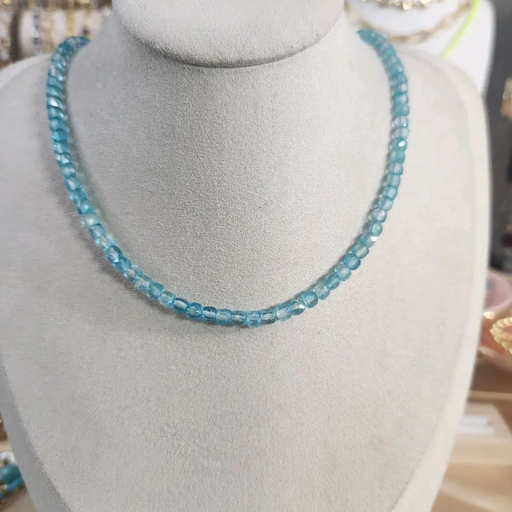 faceted blue topaz necklace