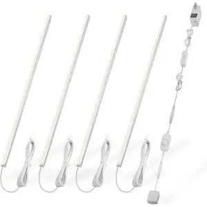 V-Shape Under Cabinet Lighting Kit - 4 count 12" Dimmable Slim LED Light Bars for  Shelf Seamless Illumination - 1200lm, 12W - Warm White 3000K