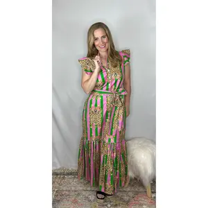 Lola Tiger Blockprint Stripe Dress