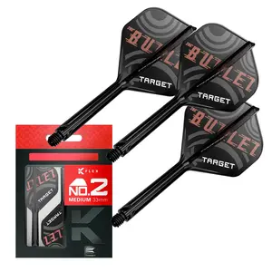 Target Darts Stephen Bunting K Flex Flights & Shaft System No.2 | Pack of 3 K-Flex All-in-One Flights, Player Edition Dart Accessories, Short 19mm, Intermediate 26mm, Medium 33mm