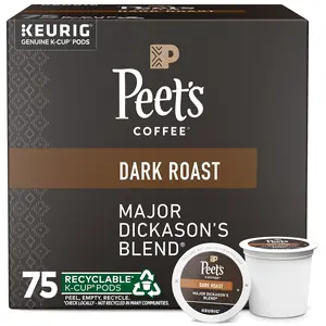 Dark Roast Keurig K-Cup Pods - Major Dickason's Blend 75 Count (1 Box of 75 K-Cup Pods)