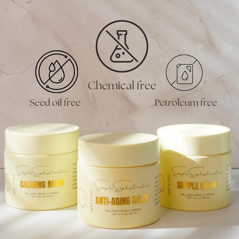 Tallow | Emu | Honey - Calming Balm with (Ashwagandha & Rosehip) | Beef Tallow Body & Face Cream | Moisturizer | Tallow Skincare suitable for sensitive skin, eczema, psoriasis, rosacea, mature skin