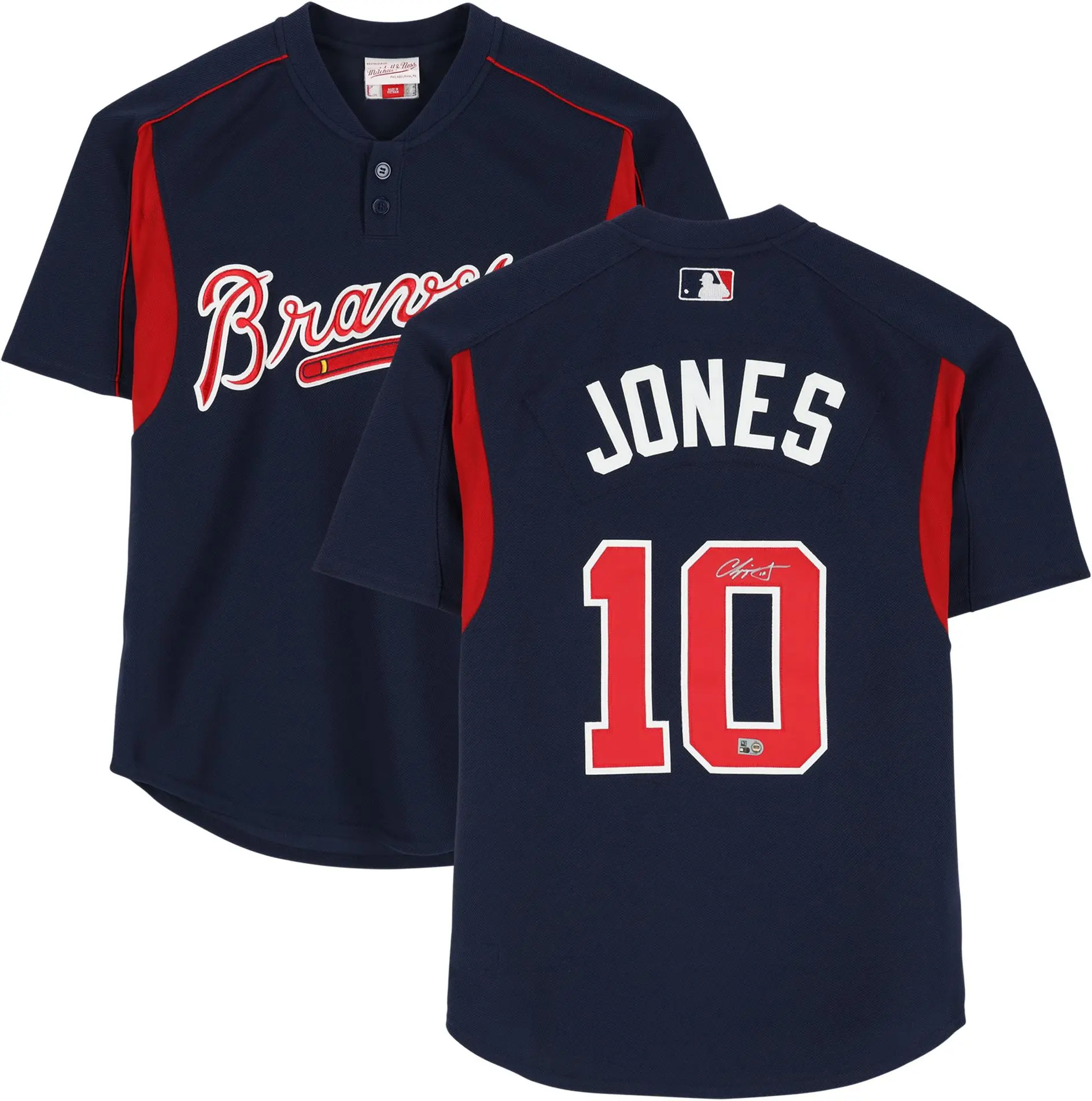 Chipper Jones Atlanta Braves Autographed Navy Mitchell & Ness Authentic Batting Practice Jersey - Fanatics Authentic Certified