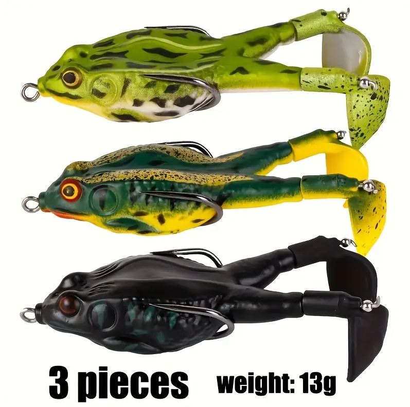 2026 NEW 1-3pcs Vibrant Topwater Frog Lures - Silicone Floating Bait with Double Propeller Legs, Lead-Free, Ideal for Bass, Snakehead, Catfish, 3.5in/13g Fishing Tackle Multi-Jointed Realistic