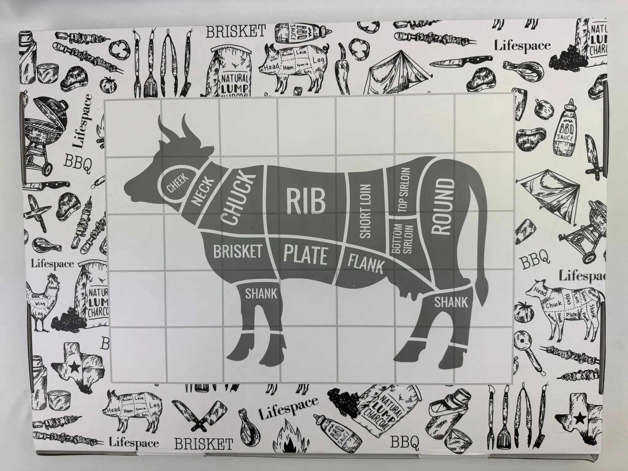 Lifespace International LLC Rectangle Kitchen Portable Printed Cutting Boards - Durable Chopping Block, Sturdy, Lightweight, Handy Grid Design, Disposable 24"x18" Cow Pattern, 50 Sheets for Fishing, Hunting, Camping, Knives, Hydrophobic