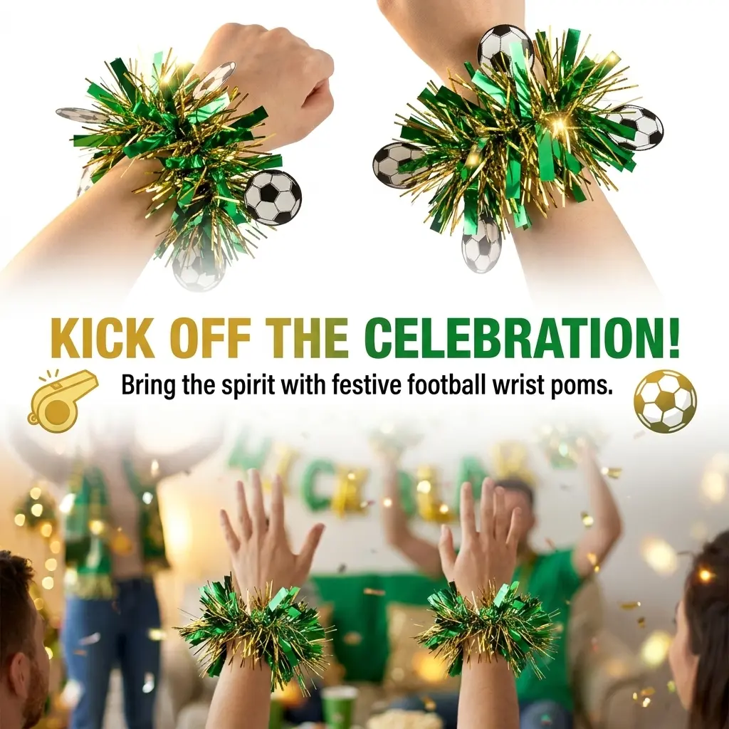 2Pcs Metallic Cheerleader Pom Poms, Shiny Foil Cheer Poms for Sports Games, Dance, Team Spirit, Party & Festival, Game Day Fan Gear, Party Accessory, Easy to Wear Sports Team Support