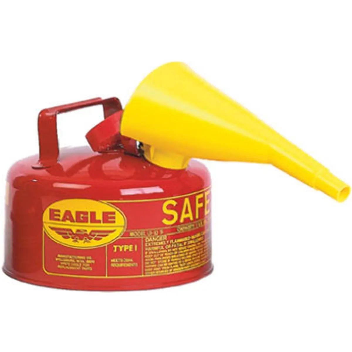 Eagle UI-10-FS Sturdy Bottom Rim Metal Heavy Steel Gallon Safety Can - Single Unit Home Storage Container with Removable Funnel, Trigger Release, Handle, Home Supplies Organizer