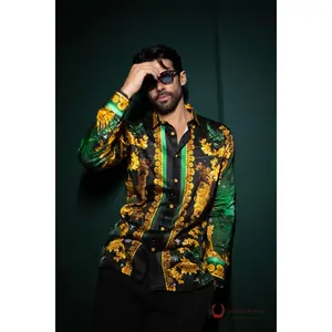MENS PEDRERIA GREEN JOYA LONG SLEEVE SHIRT 3SPR432