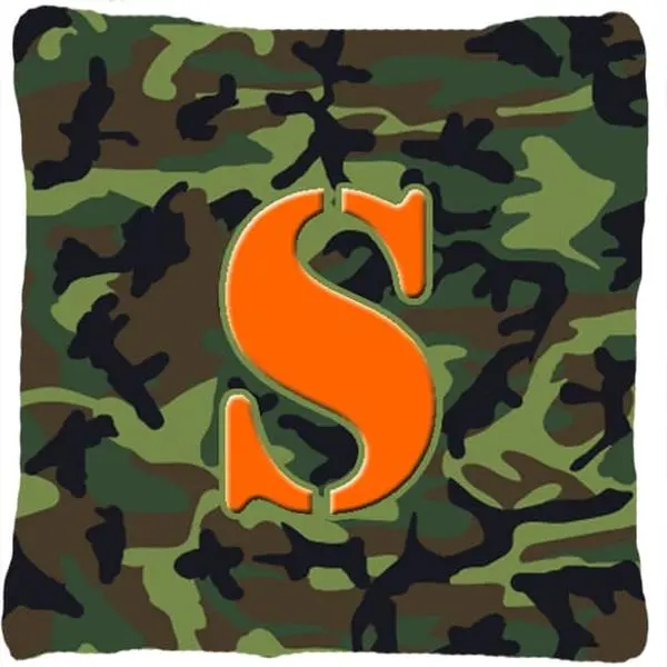 Monogram Initial Letter S Camo Print Polyester Decorative Pillow - Fade-Resistant, Indoor & Outdoor Home Textile Soft Furnishing