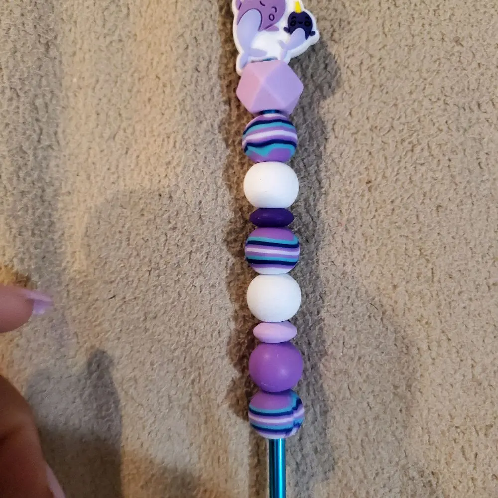 Narwhal Size 5mm Crochet Hook with Colorful Beads and Unique Design for Crafting