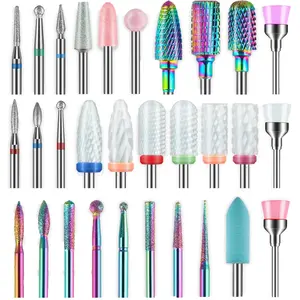 30PCS Nail Drill Bits Set, 3/32 Inch Carbide, Cuticle, Ceramic & Diamond Nail Bits, for Acrylic Gel Nails, Manicure Pedicure Remover Tools for Home & Salon