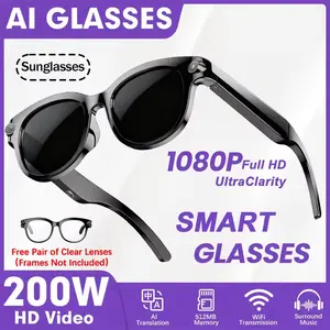 Ai Smart Glasses Real-Time Translation Camera Ai Voice Assistant Photo Video Recording Large Capacity Battery Long-Lasting iOS Android Wearable Smart Glasses Multifunctional Smart Glasses Wireless Smart Glasses Smart Eyewear