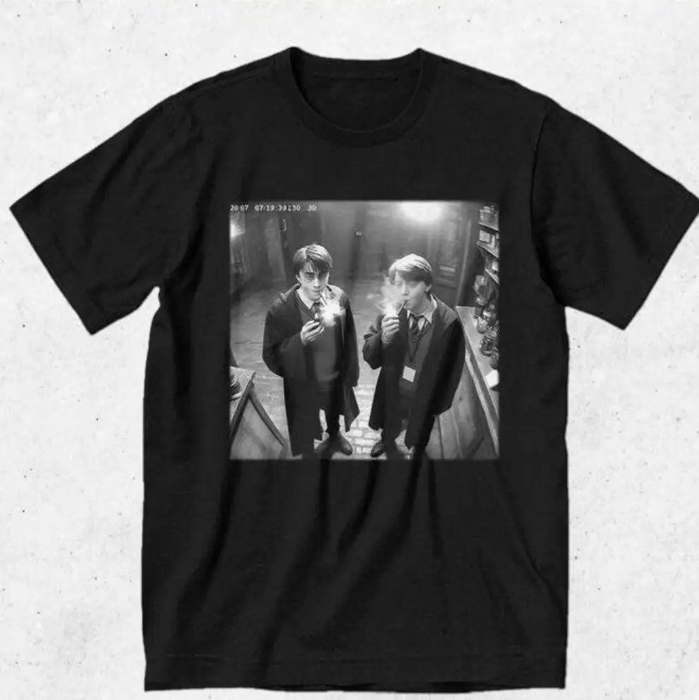 Harry and Ron Smoking Shirt Potter Tshirt Wizarding Fan Shirt Potterhead Christmas Birthday Gift Potter Book Funny 90s Vintage Meme Classic Cotton