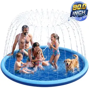 Multi Purpose Inflatable Splash Pad for Kids - 80in Wide, 5mm Thick Non-Slip Water Spray Mat, Outdoor Backyard Garden Lawn Toy for Toddlers & Small Dogs
