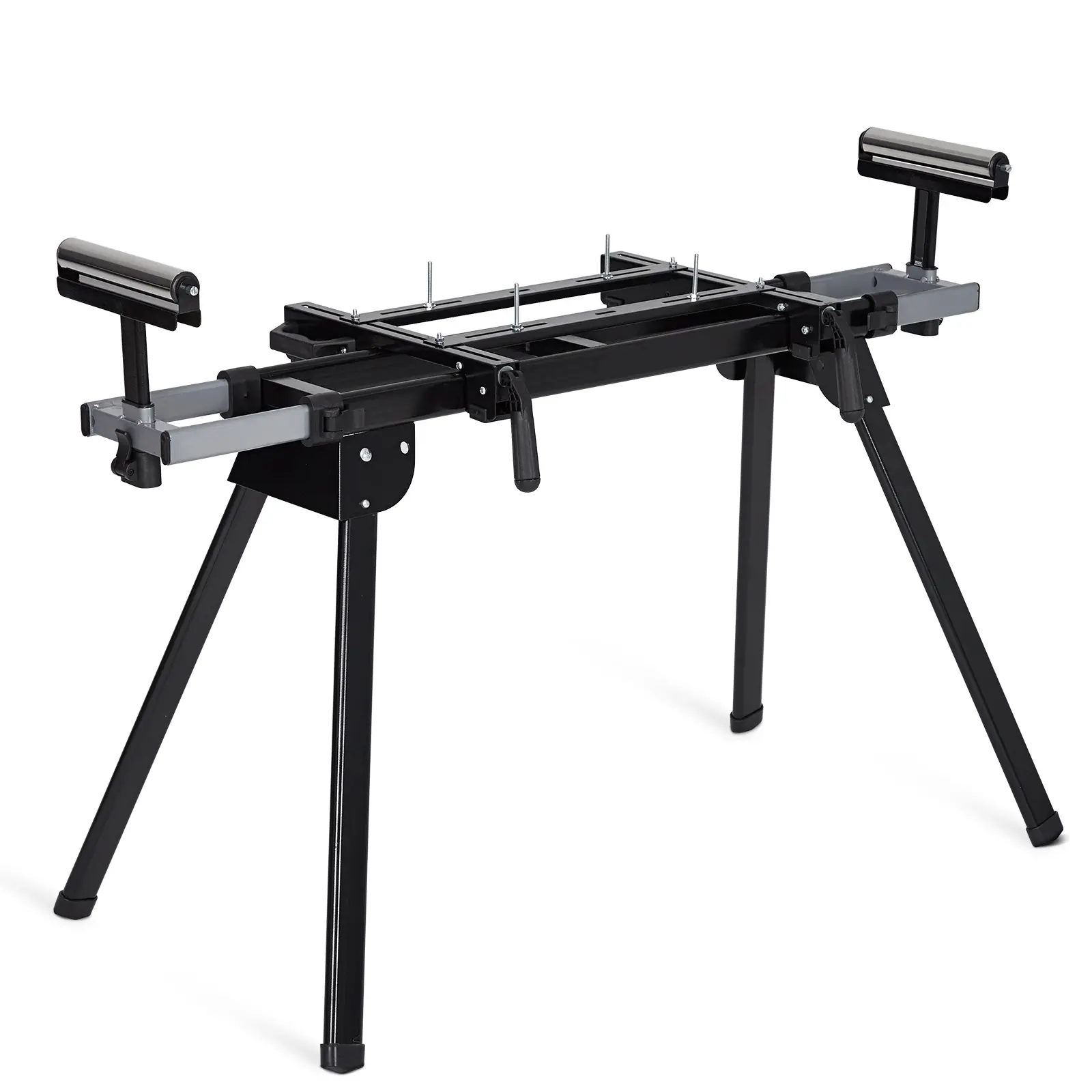 Portable Miter Saw Table, Universal Miter Saw Stand 440 LBS Load Capacity Fits Most Brands, Folding Saw Stands with Quick Release Mounting Brackets, End Stops for Repeat Cutting, Black