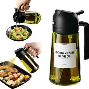 Heavy Duty Kitchen Oil Spray Bottle No Leak No Mess Adjustable Sprayer and Pourer Dual Function Oil Dispenser for Healthy Cooking