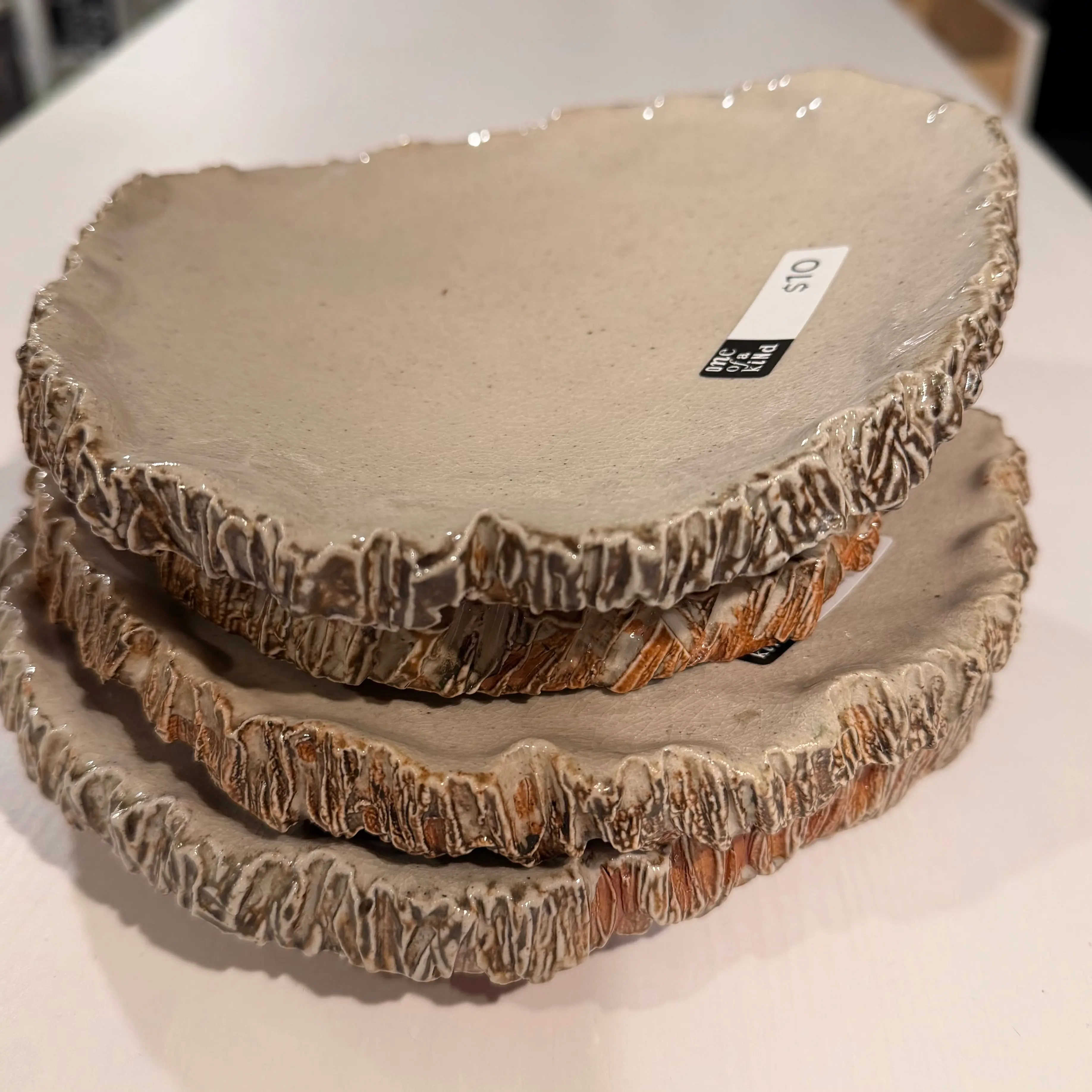 Handmade Pottery Wood Like Plates