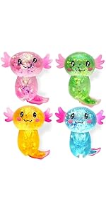 Axolotl Squishy Stress Relief Toy Glitter Fidget Toys Cute Malt Sugar Axolotl Toy Fidget Toys for Kids Youth Adult, Party Favors Anxiety Relief Squishy Toys(Blue)