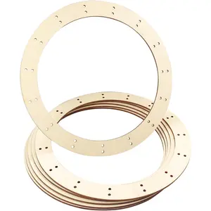 14 Inch 6 Pack Unfinished Wooden Wreath Rings Crafts Hanging Floral Hoop Garland Wood Wreath Frames for Home Decor (0.15 Inch Thick,With 30 Holes) Cregugua