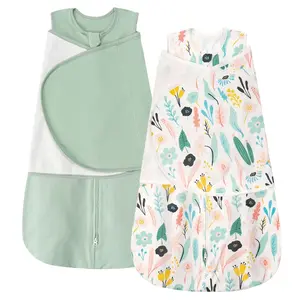 Sleep Sack Swaddle 1.0 Tog Baby Wearable Blanket 100% Cotton Baby Swaddle Blanket for Newborns 6-12 Months Green&Tropical Rainforest