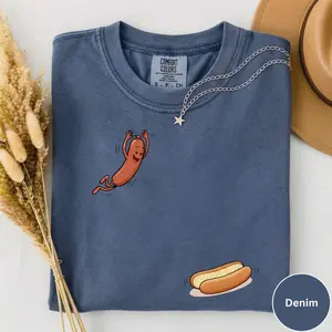 Comfort Color Funny Hot Dog Jumping Into Bun TShirt