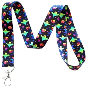 Exeucat Lanyard - Neon Halloween - ID Badge Holder & Keychain