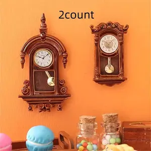 Vintage Mini House Clock Kit, Metal Collection Model, Retro Style Home Decor, Includes Micro Landscape Accessories