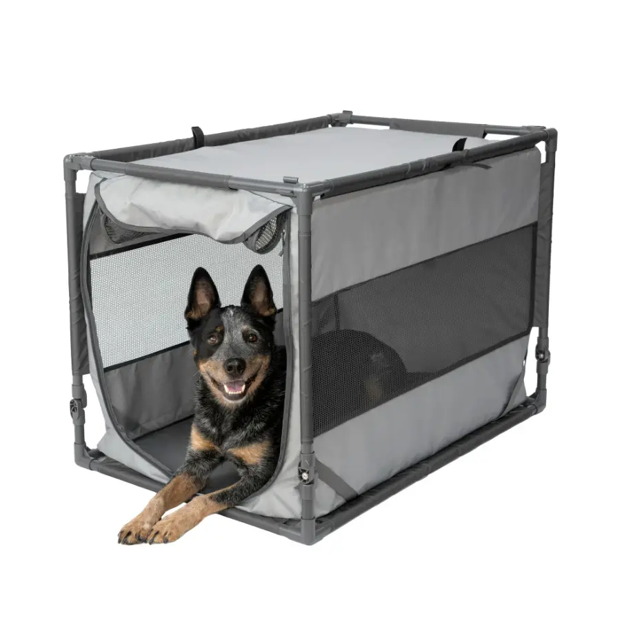 Sport Pet Designs Portable Folding Dog Kennel, Gray, Large