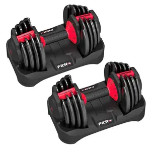 FitRx SmartBell 2-Pack, Two 25lbs. Quick-Select 9 in 1 Adjustable Dumbbell for Home Gym, 5-25lbs. Weight in 2.5lbs Increments