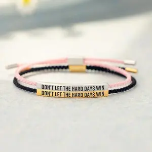 Dont Let The Hard Days Win Bracelet for Women Adjustable Handmade Braided Bracelet Stainless Steel Tube Engraved Inspirational Bracelet for Women Men Inspirational Jewelry Gifts