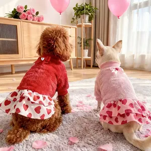 Valentines Day Dog Dress, Winter Small Dog Sweatshirt Dress Girls, Puppy Outfit Female, Pet Clothes Puppy Sweatshirt for Chihuahua Yorkies Havanese