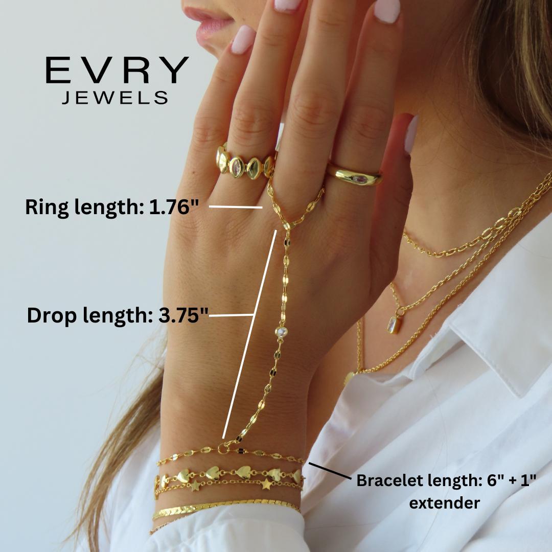 EVRY JEWELS Gold or Silver Plated Women's Hypoallergenic Bar Hand Chain