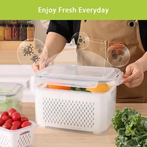 ONESHOW Kitchen Refrigerator Fruit Container Set 3Pc Transparent Berry Storage with Airtight Lid & Removable Filter for Fruits Vegetables Berries BPA-Free Dishwasher Safe