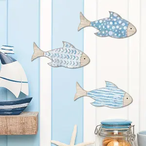 Wooden Fish Wall Decor, 3 Counts/set Fish Wall Art, Wall Decor for Home Living Room Bedroom, Home Decor, Room Decor, Hanging