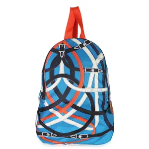 Pre-owned NY156320 Hermès Bleu Zanibar Multicolor Cavalcadour Airsilk Backpack