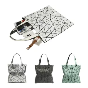 Chic Geometric Quilted Shoulder Bag for Women Large Capacity Multi-Functional Tote with Zip Closure in Black Pink Gray Green Navy Blue Stylish Shopping Storage Handbag