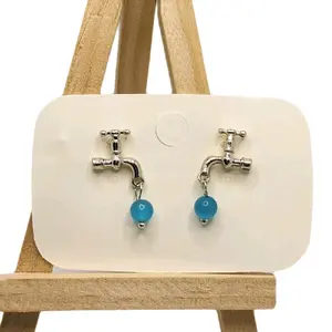 Leaky Faucet Stud Earrings with Dangling Water Droplets Metal Coating Unique Playful Design Comfortable Wear Versatile for Casual to Formal Outfits