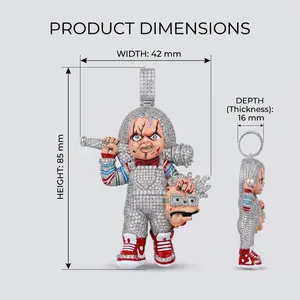 Retro fierce cute baby full-diamond necklace, trendy brand with a cool vibe, full-diamond hip-hop pendant, silver color |       Unique and non-mainstream, dark-style jewelry suitable for American men |         Exaggerated hip-hop style Halloween accessori