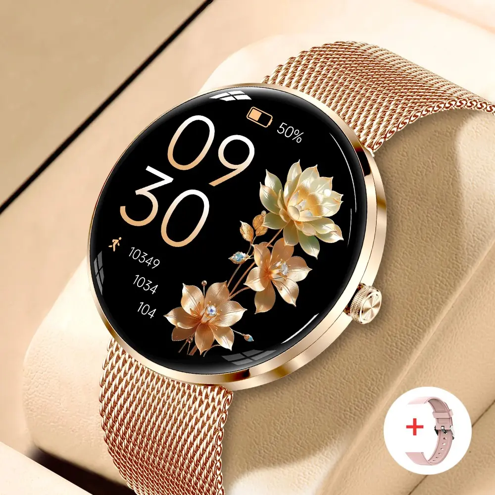 MEVADEN Women Multifunctional Stainless Steel Health Fitness Smartwatch,8.5mm Utra Thin Body,1.43 inch AMOLED Screen,Wireless Calling Ladies Luxury Smart Watch,Multi-Sport Mode Fitness Tracker, Step Tracker Watch, Digital Smart Watch, Gift for Female