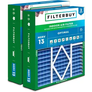 Filterbuy 20x25x5 Air Filter (2-Pack), Pleated MERV 13 Optimal Defense HVAC AC Furnace Air Filters for Amana, Coleman, Goodman, Maytag, York, and More