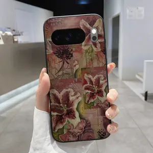 Rounded Edge TPU Phone Case for Google Pixel 10 9 8 7 Pro A XL Lily Pattern Drop Protection Shockproof Soft Liquid Silicone Smartphone Cover