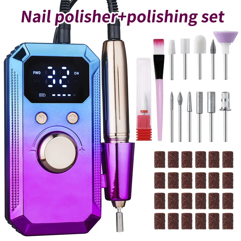 Electric Nail Drill Set, Colorful LED Display, 32 Speed Adjustable, Gel Nail Polisher, Girl's Manicure Tool, Portable & Durable, Nail Drill Machine, Nail Care, Nail Art, Diy Manicures