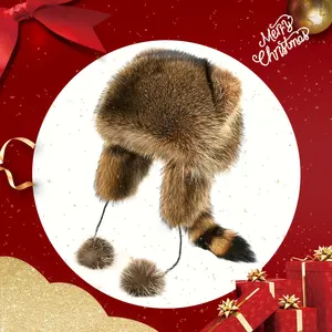 Thick faux fur aviator cap - stylish brown earmuff cap, comfortable winter balaclava with zip closure, 60-64cm head circumference, suitable for skiing and outdoor adventures, winter headwear | fun design | lightweight hat