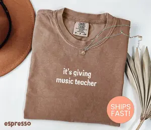 Comfort Colors It's Giving Music Teacher Shirt, Music Teacher Appreciation Gift, Specials Team Shirt, Music Therapist Shirt, Teacher Tee