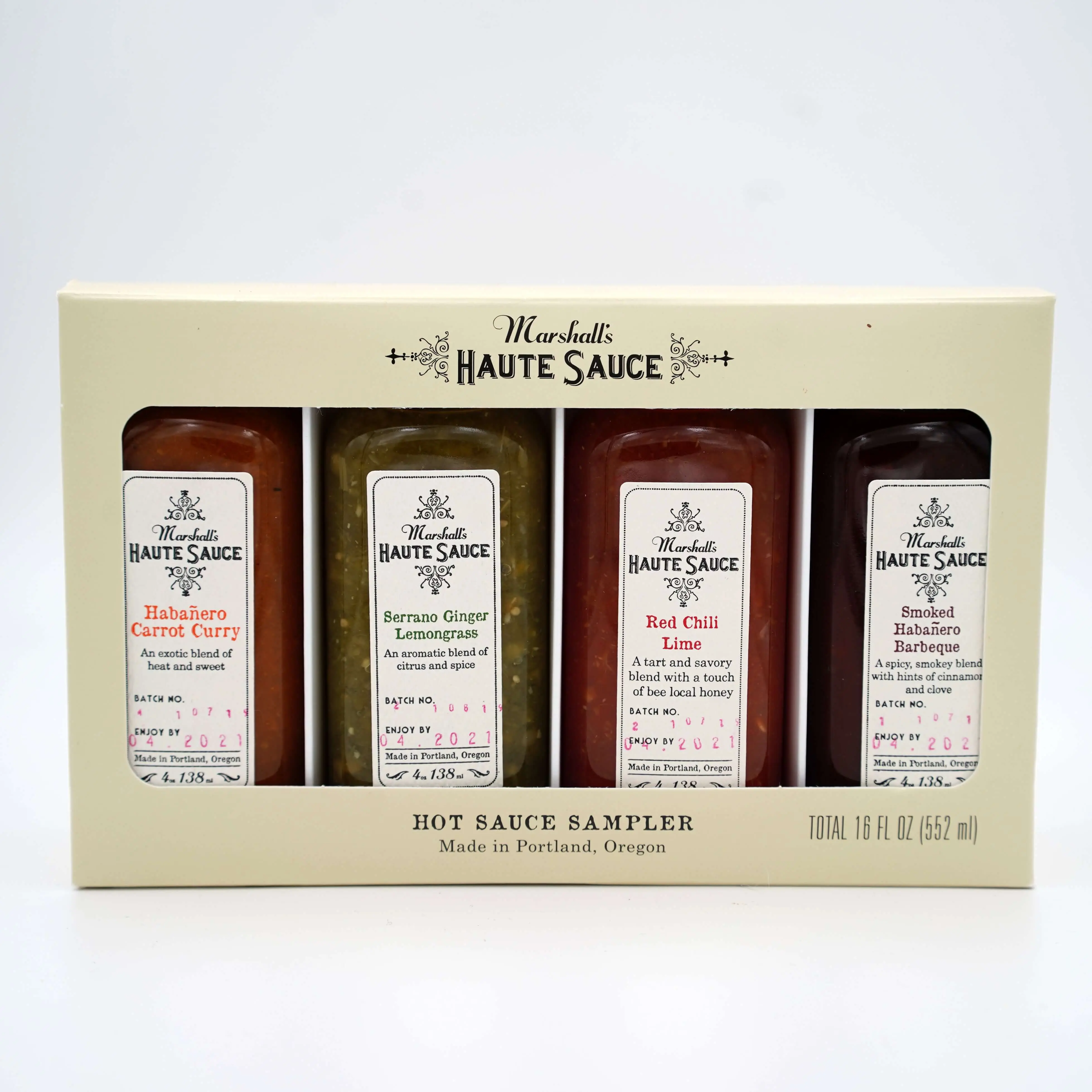 Marshall's Haute Sauce Ambient Gift Set - Caffeine-Free Cooking & Snack Condiment Set with Smoked Serrano Ginger Lemongrass, Red Chili Lime Flavors for Hot Sauce Enthusiasts