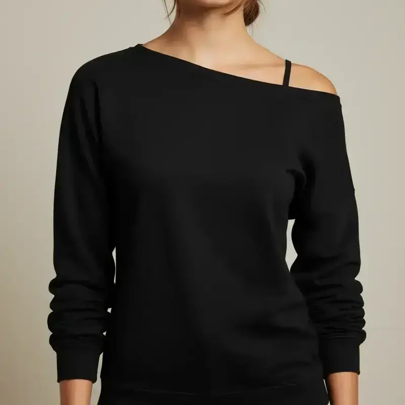 Women's Solid Basic Asymmetrical Neck Soft Fabric Tee, Casual Fitted Long Sleeve T-shirt for Spring & Fall, Women's Clothing for Daily Wear, Trending Tops