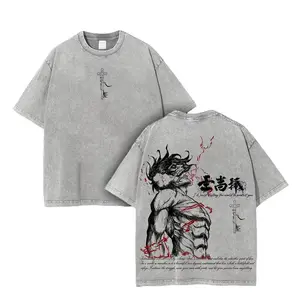 Vinland Saga x Anime – Darkcore Warrior Oversized Tee with Bold Back Art Print & Washed Streetwear Drop