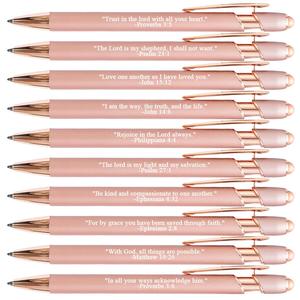 bible verse ballpoint writing pen, 10pcs/set black ink retractable ballpoint pen with stylus tip, back to school supplies, creative religious gift, suitable for bible study and daily use, stationery pen for school & office, aesthetic pens