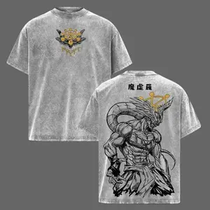 Mahoraga JJK Anime Graphic Tee, Vintage Washed Oversized Dark Anime Streetwear T-Shirt, Soft Cotton Unisex Apparel, Gift for Jujutsu Kaisen Fans Menswear Phantom